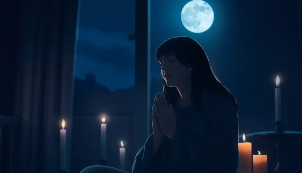 Bonkers image praying at night